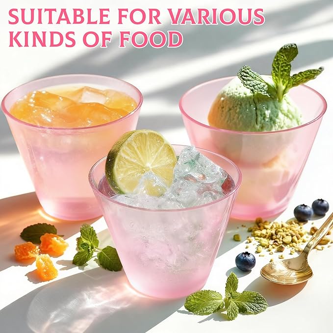 Glowserve 9 OZ Pink Disposable Plastic Cups Cocktail Cup 150 Pack | Fancy - Image 5