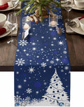 Navy Blue Christmas Tree Table Runner 60 Inches Long, Xmas Balls Snowflake by Unknown