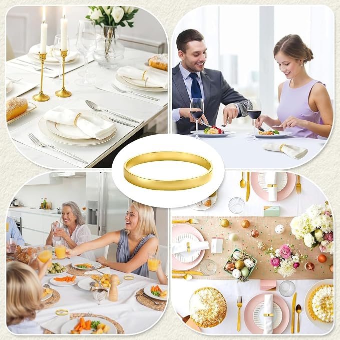 12Pcs Simple Gold Round Napkin Rings, Metal Decorative Table Napkin Holders - Image 4