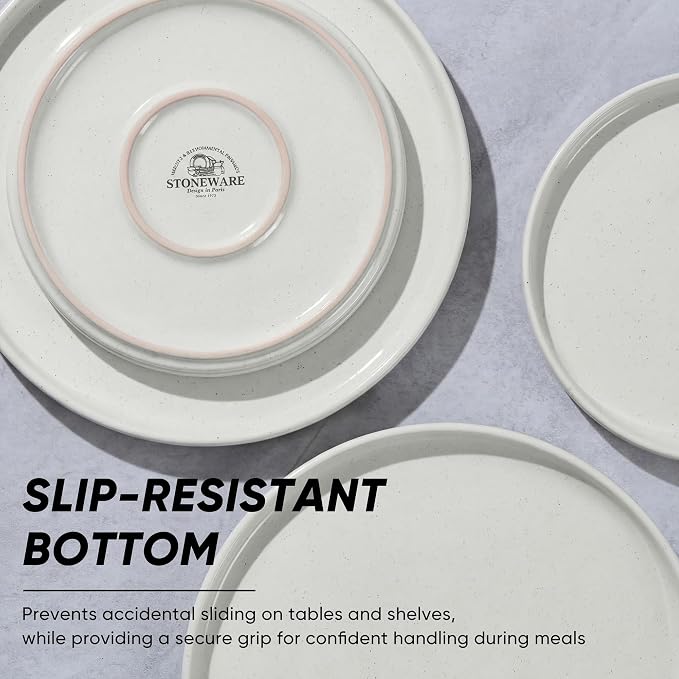 E-far 7.9 Inch Ceramic Dinner Plates, 6-Piece Stoneware Salad Plates, Chip & - Image 5