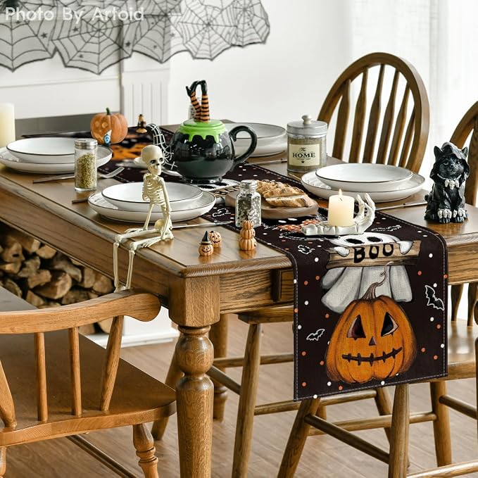 Artoid Mode 210 GSM Halloween Table Runner 13x60 Inch Home Party Decor | Polka - Image 4