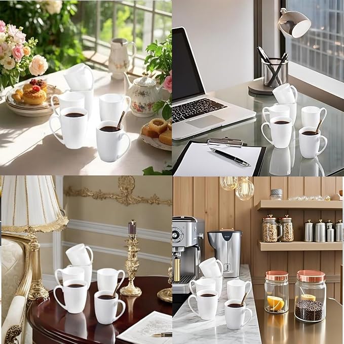 Chulan White Thin Over 45% Bone Content Fine Bone China Coffee Mugs 10 oz - Image 5