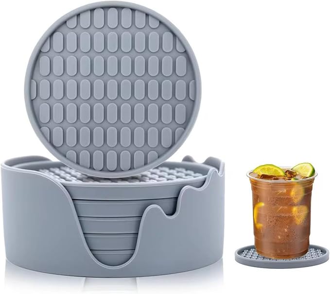 Soft, Shockproof & Safe – Unique 3‑Style Silicone Rubber Coasters Set by Unknown