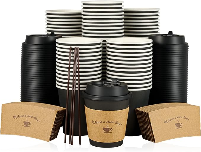 LITOPAK 100 Pack 10 oz Paper Coffee Cups by LITOPAK