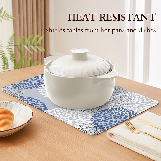 QIYI PU Leather Placemats Set of 6, Dahlia | Faux Leather, Heat Resistant - Image 5