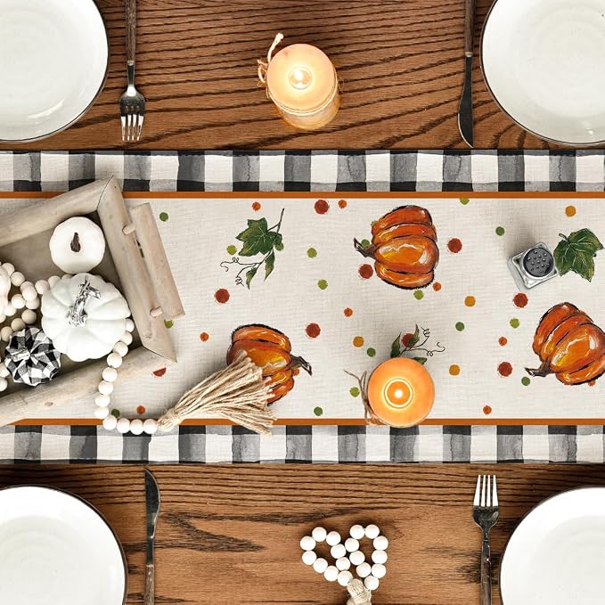 Artoid Mode 210 GSM Fall Table Runner 13x48 Inch Home Party Decor | Pumpkin Bow - Image 4