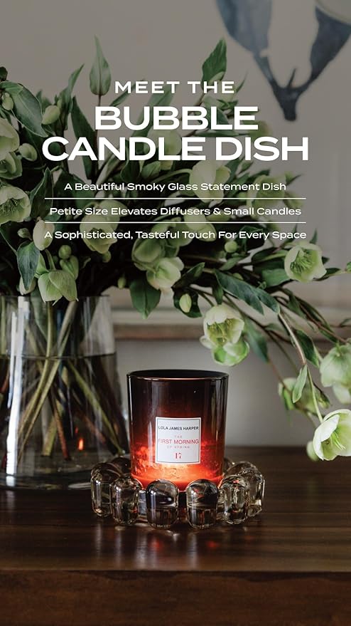 Home Collection Original Amber Glass Small Bubble Candle Dish | Votive and - Image 2