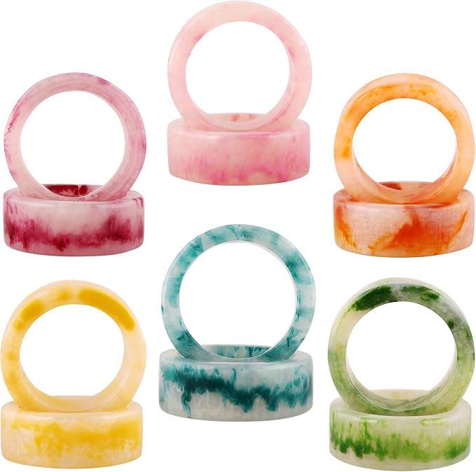 ALPHA Living HOME Epoxy Resin Napkin Rings -Set of 12 Colorful Napkin Ring by ALPHALivingHOME
