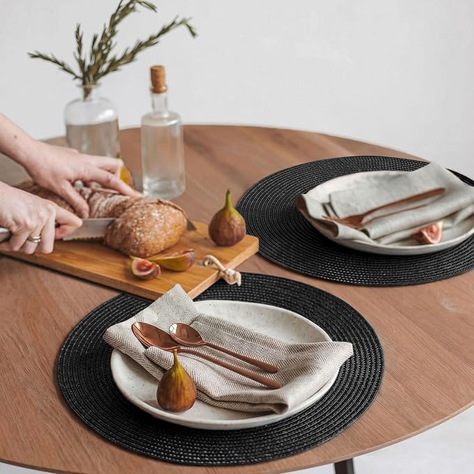 FunWheat Round Braided Placemats Set of 4 Table Mats - Image 6