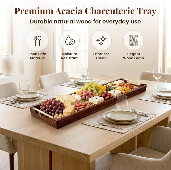 36" Acacia Wooden Charcuterie Board - Image 2