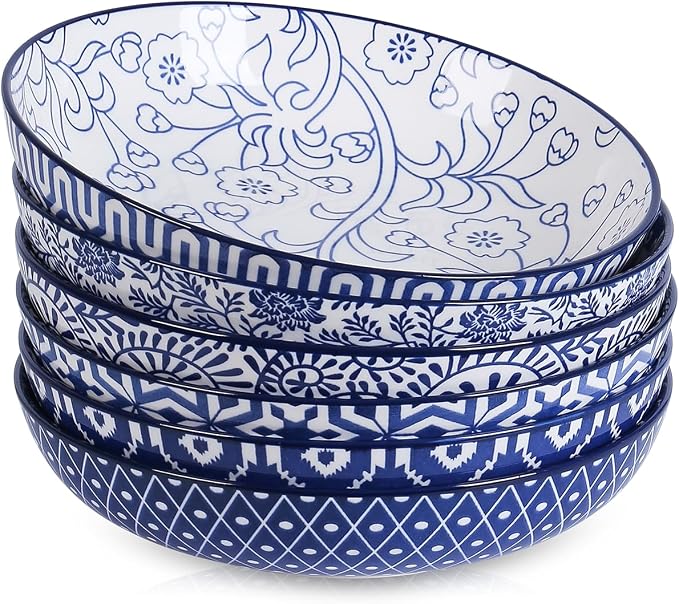 Selamica Ceramic Pasta Bowls Set 34 OZ, Large Salad Bowls 8.6 Inch Dinner Bowls by Selamica