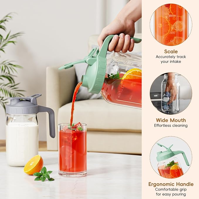 Breast Milk Pitcher, 32 oz Wide Mouth Glass Mason Jar | Dual Leak-Proof Lid - Image 4