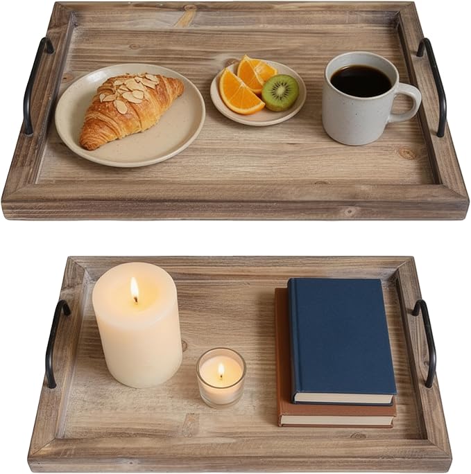 Besti Rustic Vintage Food Serving Trays | Nesting Wooden Board by Besti