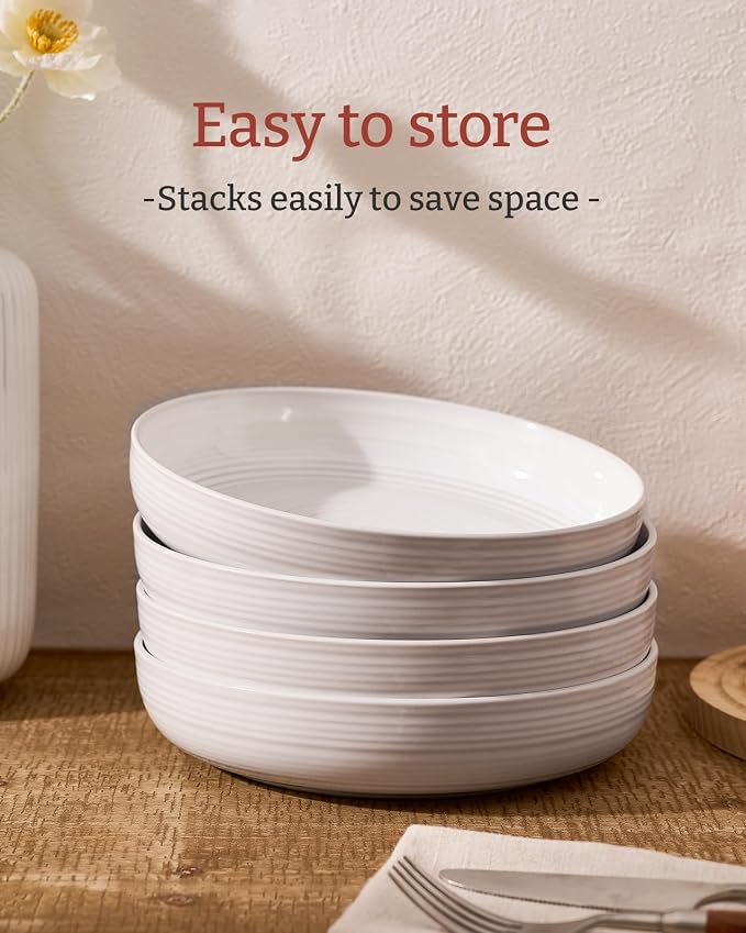famiware Milkyway 33 oz Pasta Bowls Set of 8, Scratch-Resistant Stoneware Salad - Image 2