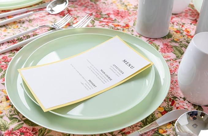 Mint Green Plastic Party Plates Edge Collection Premium heavyweight Elegant - Image 3