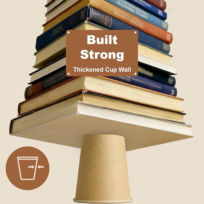 8 oz 200 Pack Disposable Coffee Cups, Bulk Brown Disposable Paper Cups - Image 5