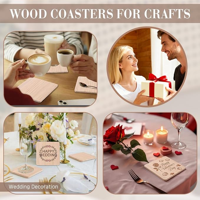 110 Pcs Unfinished Wood Coasters Bulk - Image 5