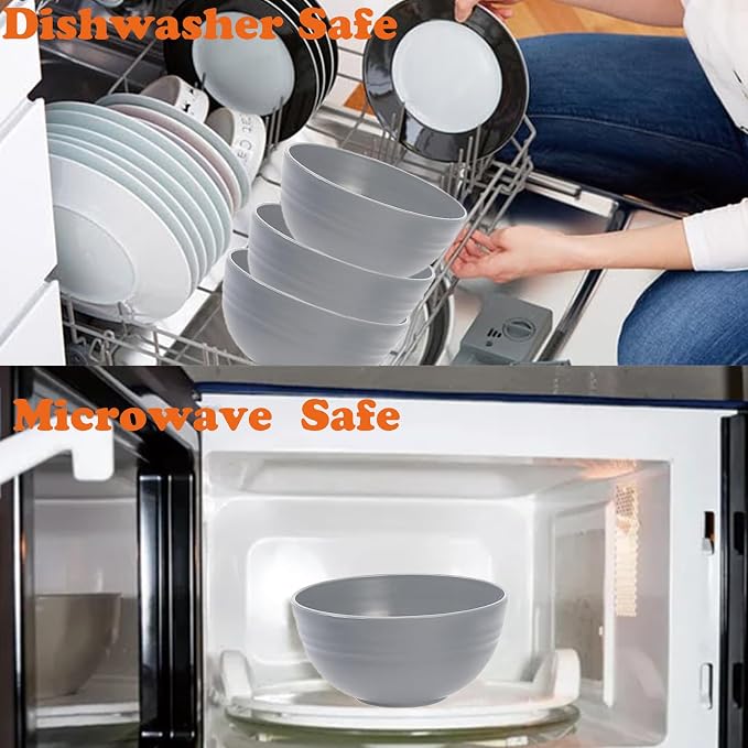Unbreakable Wheat Straw Cereal Bowls Set of 4, 24 OZ Microwave and Dishwasher - Image 7