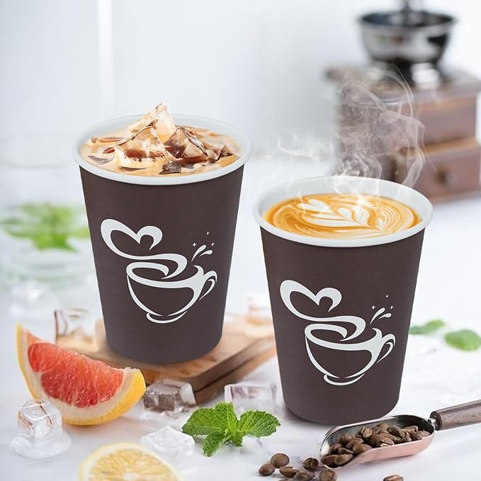 Clawsoff 1000 Count 12 oz Paper Coffee Cups Disposable Hot Coffee Cup Brown | - Image 4
