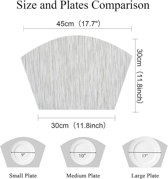 SHACOS Small Round Table Placemats Wedge Placemat Set of 4 Non Slip Heat - Image 3