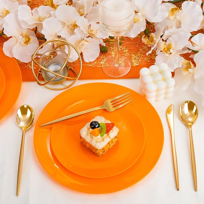 PULOTE 100PCS Orange Plastic Plates - Image 8
