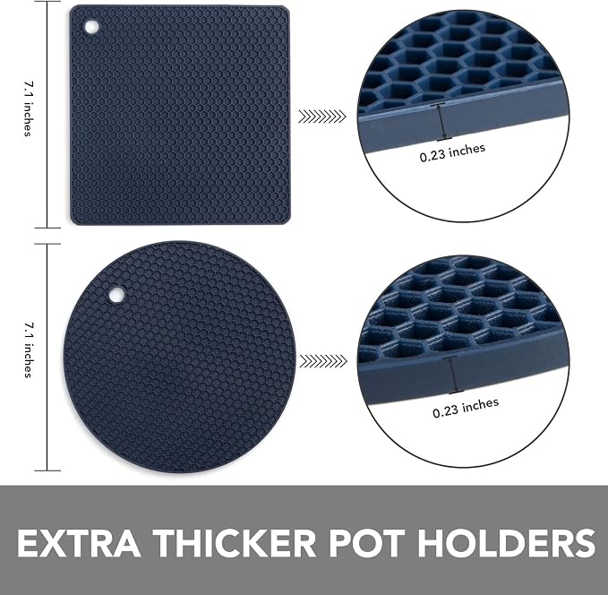 4 Pack Trivets for Hot Dishes | Hot Pads for Kitchen, Silicone Pot Holders for - Image 2