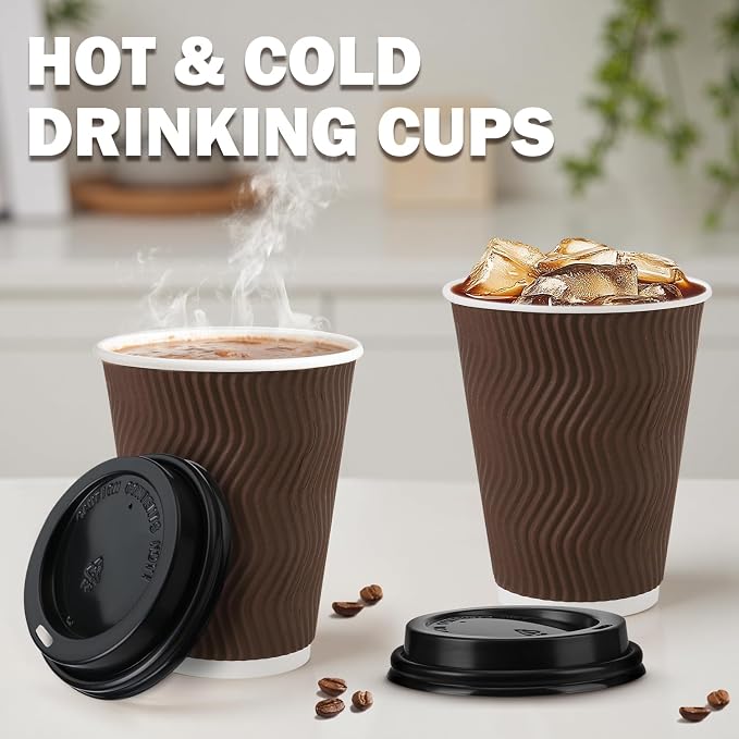 100Pack 8oz Disposable Coffee Cups - Image 6