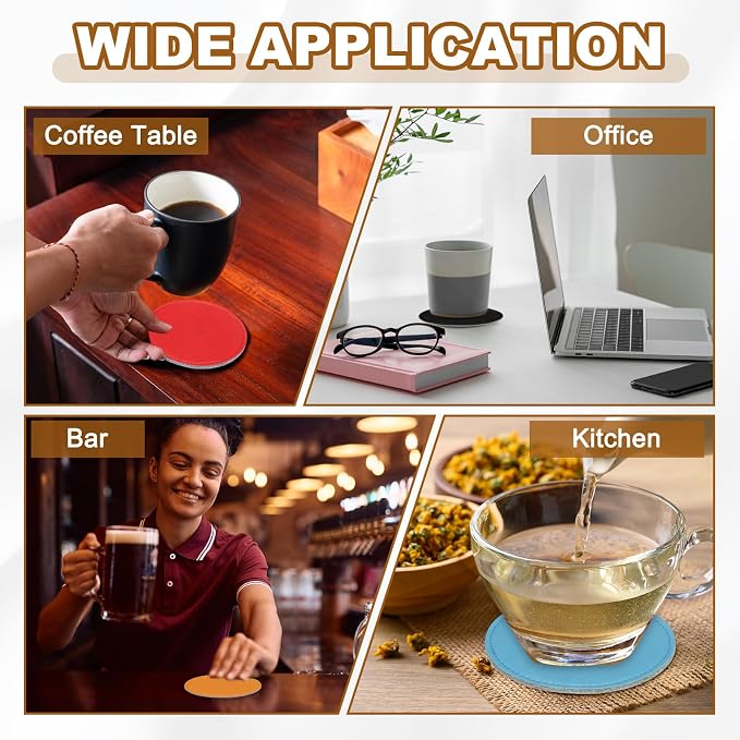 uxcell 5Pcs PU Leather Coasters - Image 7
