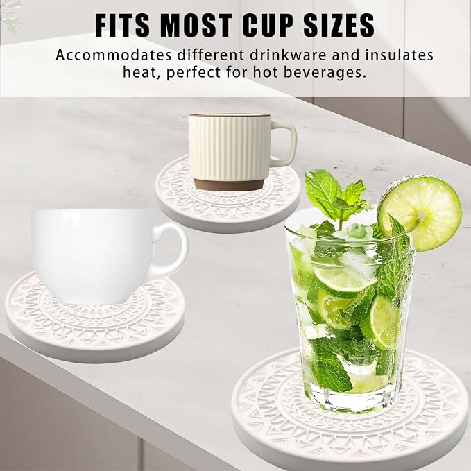 5 Pack Absorbent Stone Coasters, Quick-Drying Diatomaceous Earth Drink Coasters - Image 5