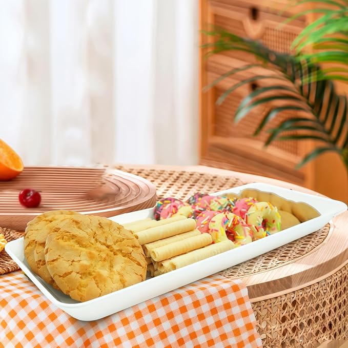 Serving Tray Platter Rectangle, Plastic White Food Trays - Image 6