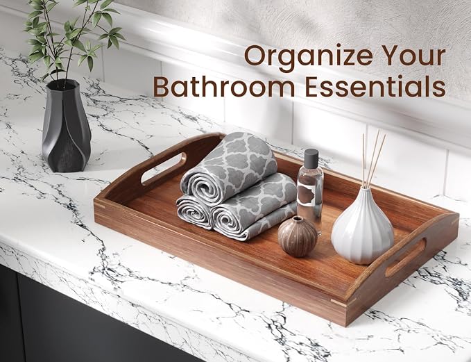 Acacia Wood Set of 2 Serving Trays - Image 3