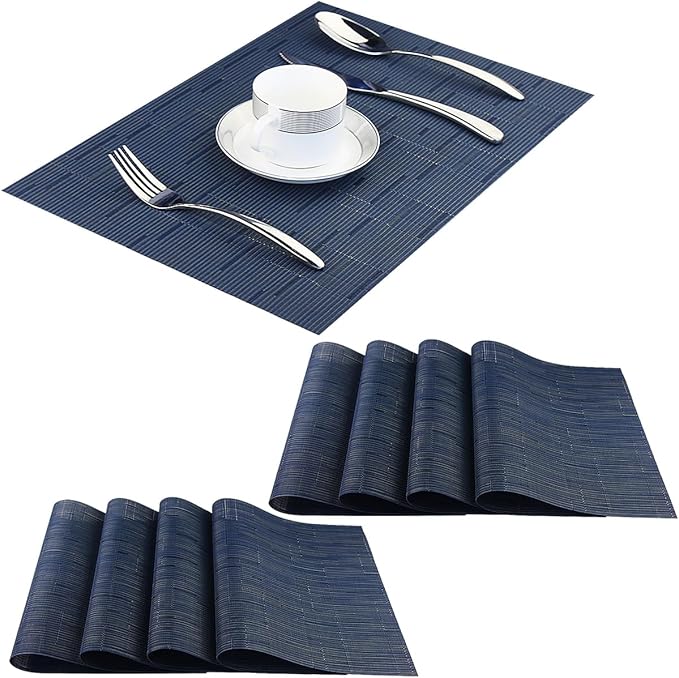 PIGCHCY Placemats Set of 8 Washable Durable Place Mats Vinyl Heat Resistant by PIGCHCY