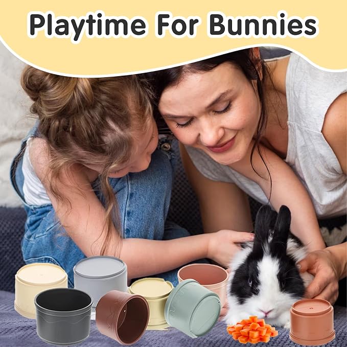 16 Pcs Stacking Cups for Rabbits, Colorful Bunny Toys for Rabbits and Small - Image 7