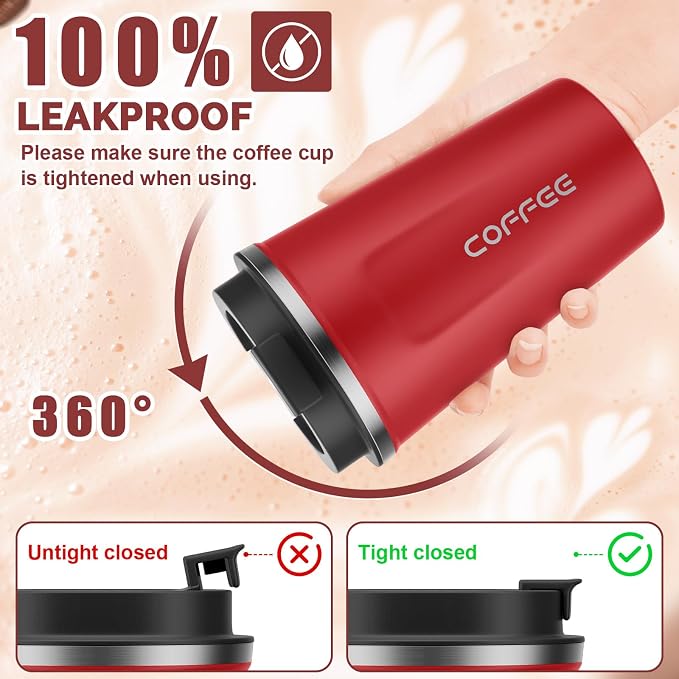 MOMSIV 12oz Travel Coffee Mug, Insulated Coffee Cup - Image 4