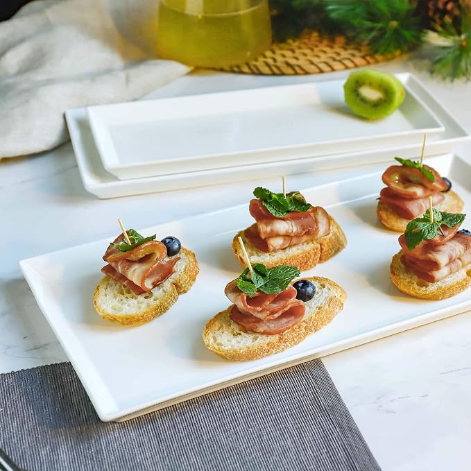 Sweese Serving Platter, 15.5/13.8/11.7 Inch Rectangle Porcelain Serving Trays - Image 3
