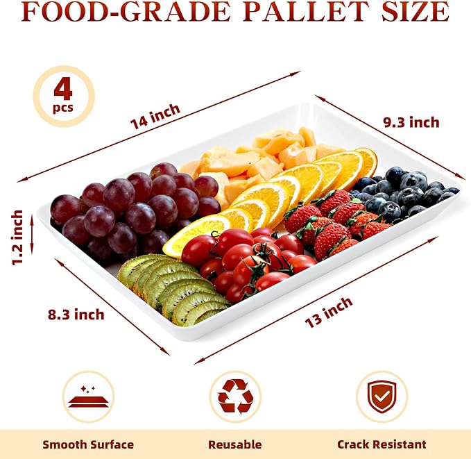 DCA 4 Pack White Serving Trays for Entertaining, BBQ & Parties | Grilling - Image 3