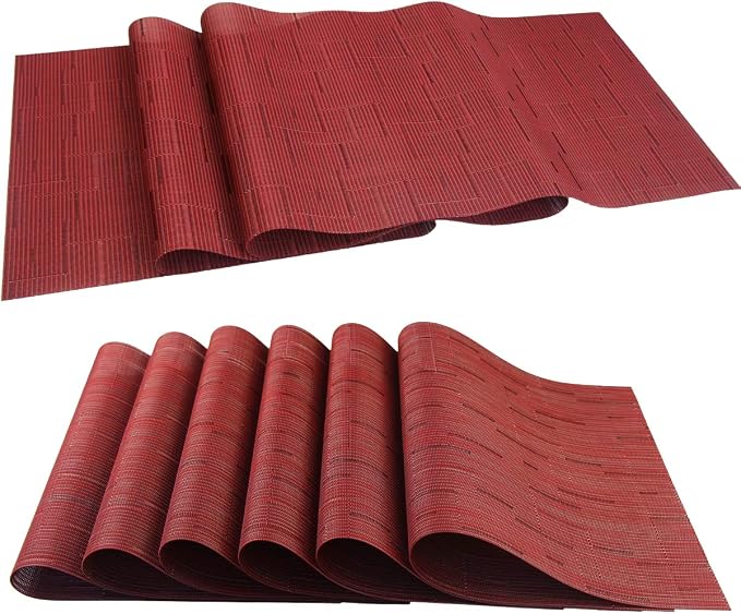 PIGCHCY Elegant Placemats with Matching Table Runner, Washable Durable by PIGCHCY
