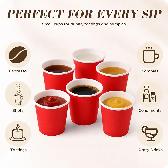 300 Pcs Mini Coffee Cups Brown Culture Cup 2oz Disposable Bathroom Cups Paper - Image 5