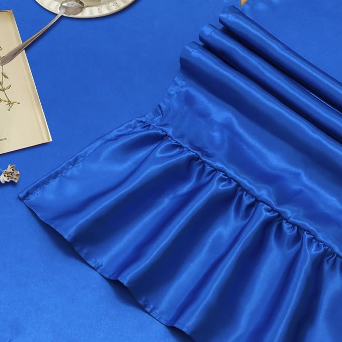 2 Pack Royal Blue Satin Table Runner 12 x 72 Inch | Ruffle Design, Luxurious - Image 4