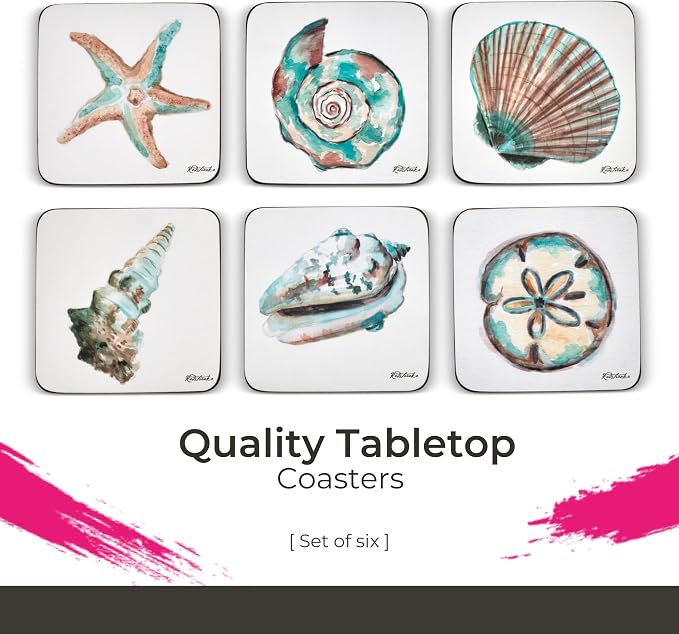 Pimpernel Coastal Shore Coasters, Cork-Backed Drink Mats - Image 2