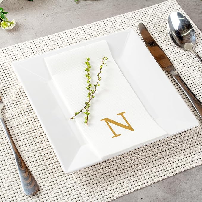 Luxenap 15.8 X 7.9 Inch Linen-Feel Guest Towels, 50 Lettered Hand Towels - Image 3