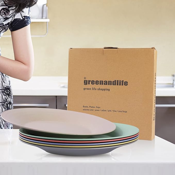 10inch/6pcs Dishwasher & Microwave Safe Wheat Straw Plates - Image 6