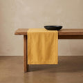 Solino Home 100% Pure Linen Table Runner Mustard Yellow, Fete 14 x 120 in | by SolinoHome