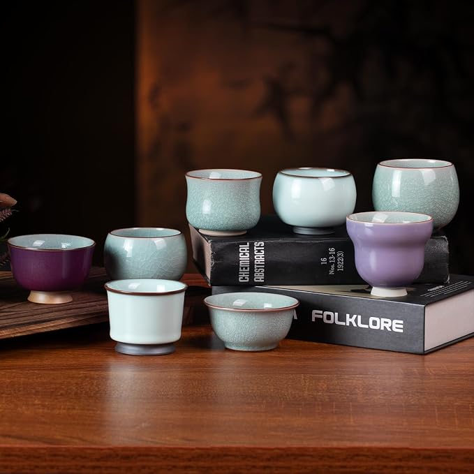 KAMMAK Japanese Tea Cups, 3 Oz Small Handmade Ceramic Teacups, Loose Leaf and - Image 7
