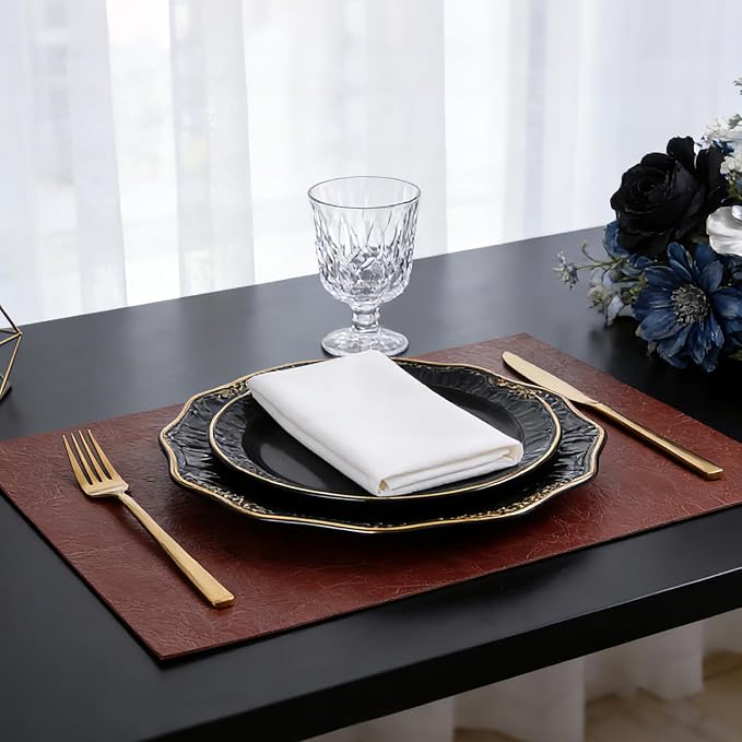 Faux Leather Placemats for Dining Table Set of 4, Edge-Sealed PU Leather Table - Image 8