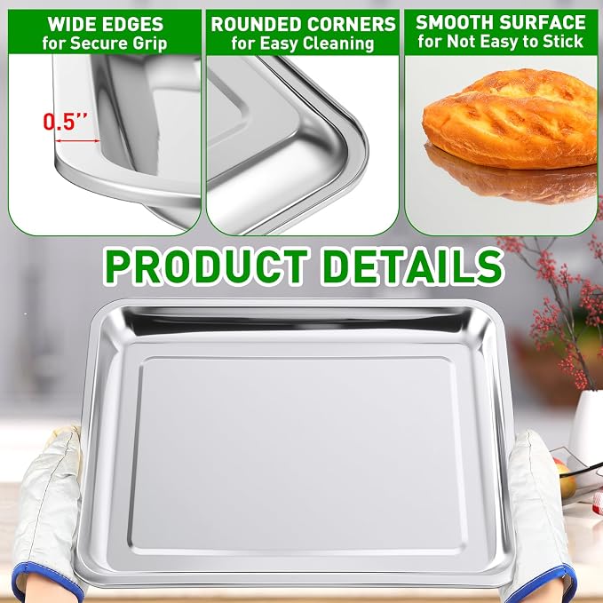 Funnymoom 12 Pack Stainless Baking Sheet Cookie Pans 18 x 13 x 0.8 Inch Metal - Image 3