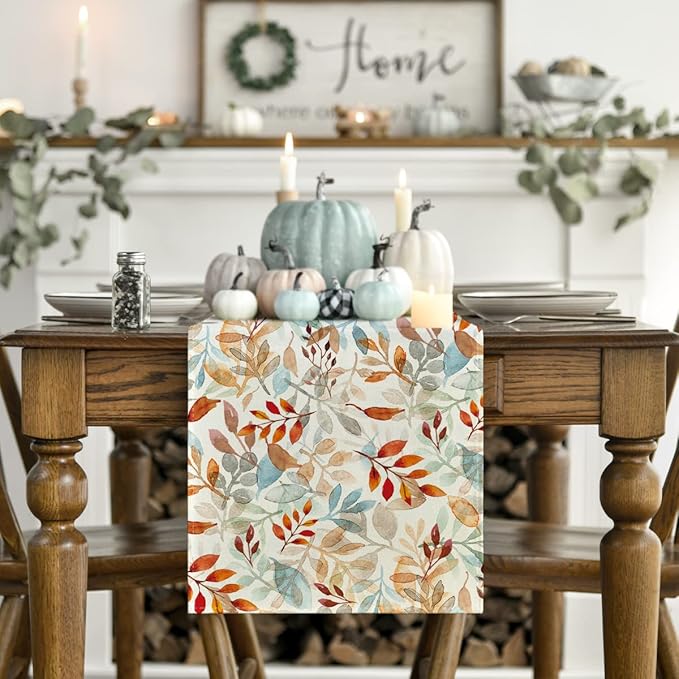 Artoid Mode 210 GSM Fall Table Runner 13x48 Inch Home Party Decor | Beige - Image 2