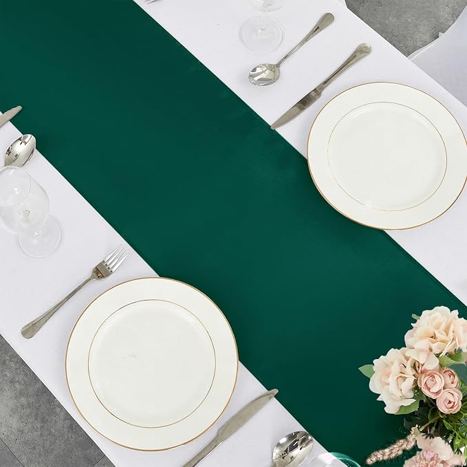4-Pack Dark Green Satin Table Runner 12 x 108 Inch Long Fuchsia Bright and - Image 4