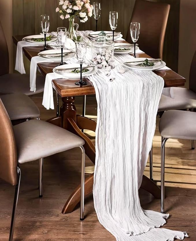 6Pack White Cheesecloth Table Runner 20 x 120 inch Gauze Table Runner | White - Image 2
