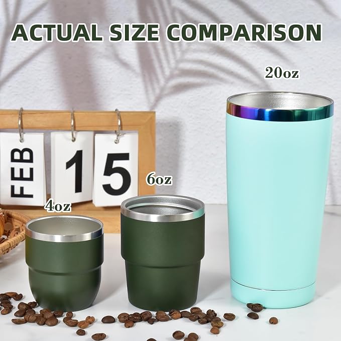 CHLJAR Espresso Cups, 4oz Insulated Espresso Cup Set of 6, Espresso Shot Cups - Image 3